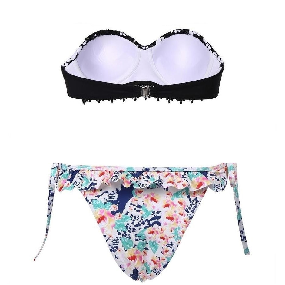 Biquíni Estampado Top Crochet