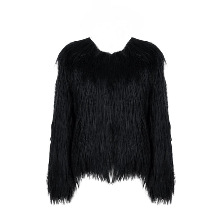 Casaco de Pelo Sintético Preto Clássico