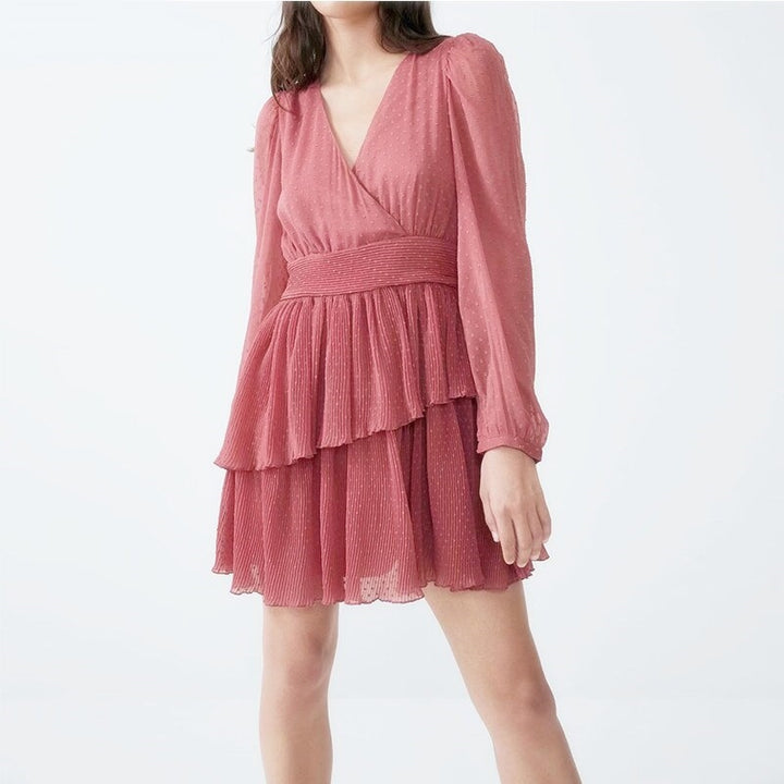 Vestido Curto Transpassado Babados