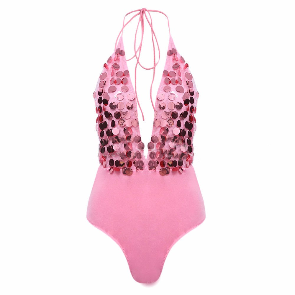 Body Decote Cavado Com Lantejoulas