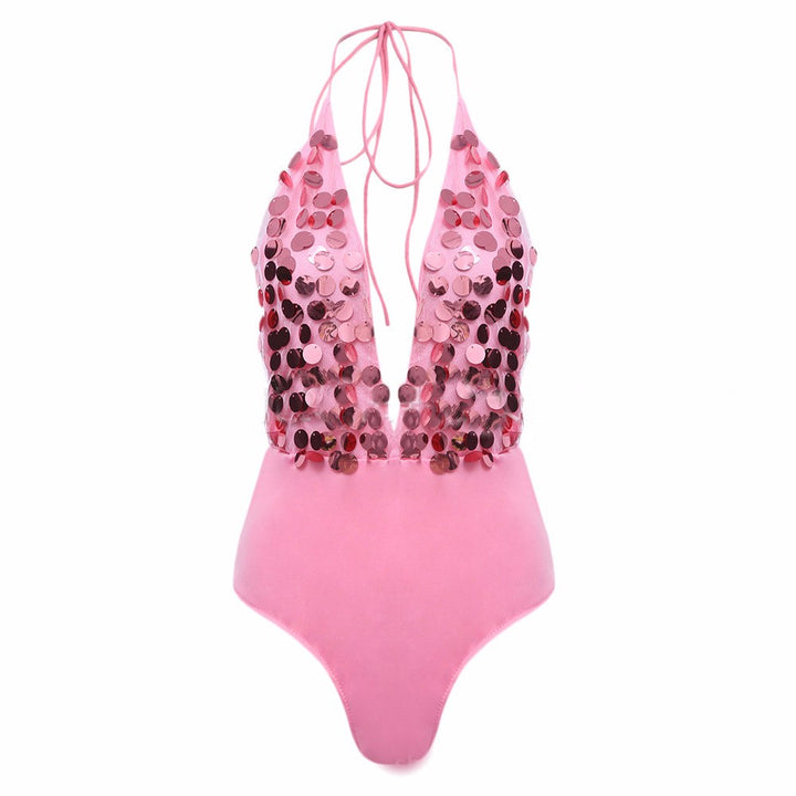 Body Decote Cavado Com Lantejoulas