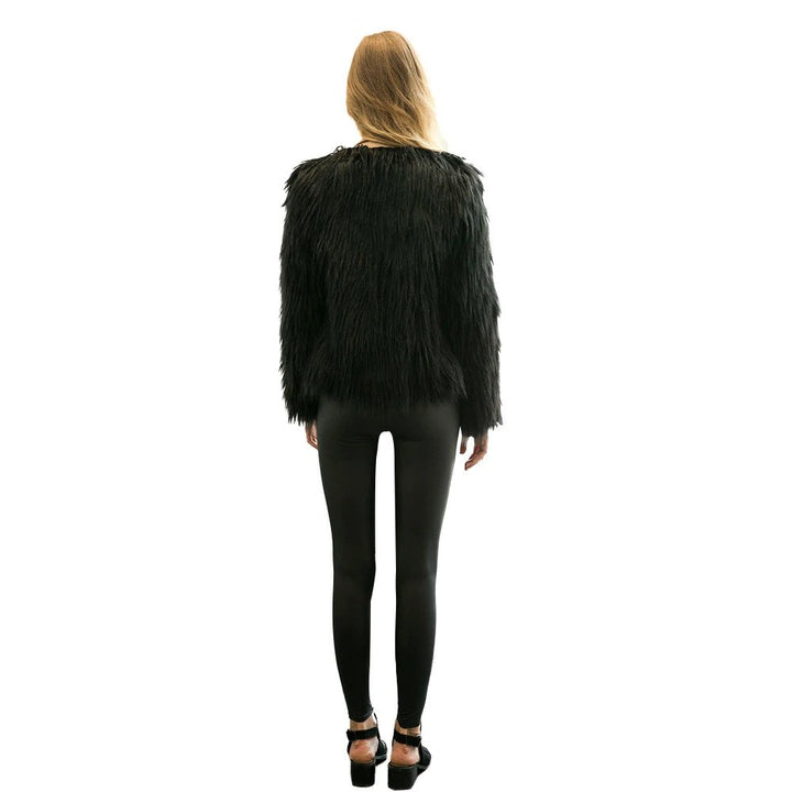 Casaco de Pelo Sintético Preto Clássico