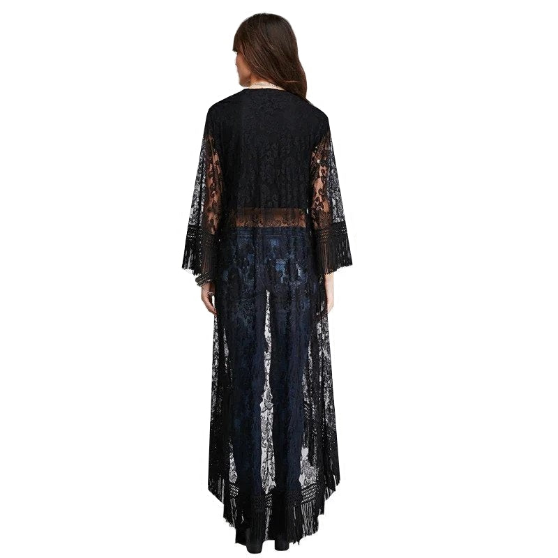 Cardigan Longo Renda Boho Chic