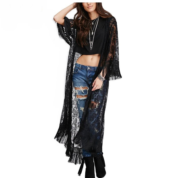 Cardigan Longo Renda Boho Chic
