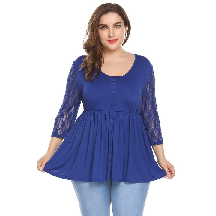 Blusa Plus Size Manga Renda
