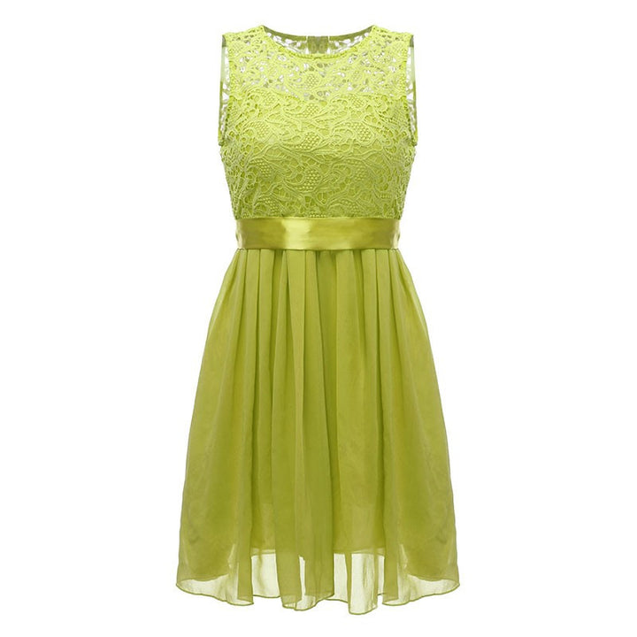 VESTIDO PLISSADO DE RENDA E CHIFFON - PODEROSA SHOP