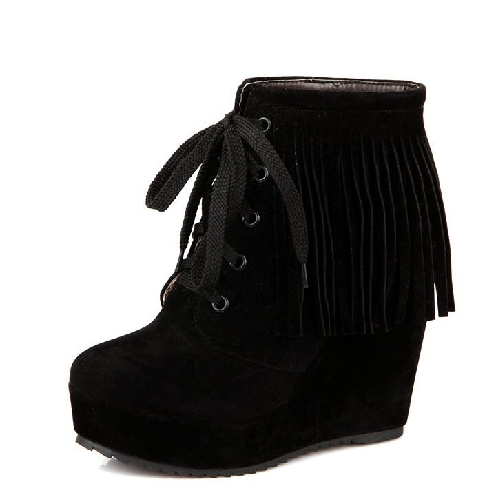Ankle Boot Plataforma Franjas