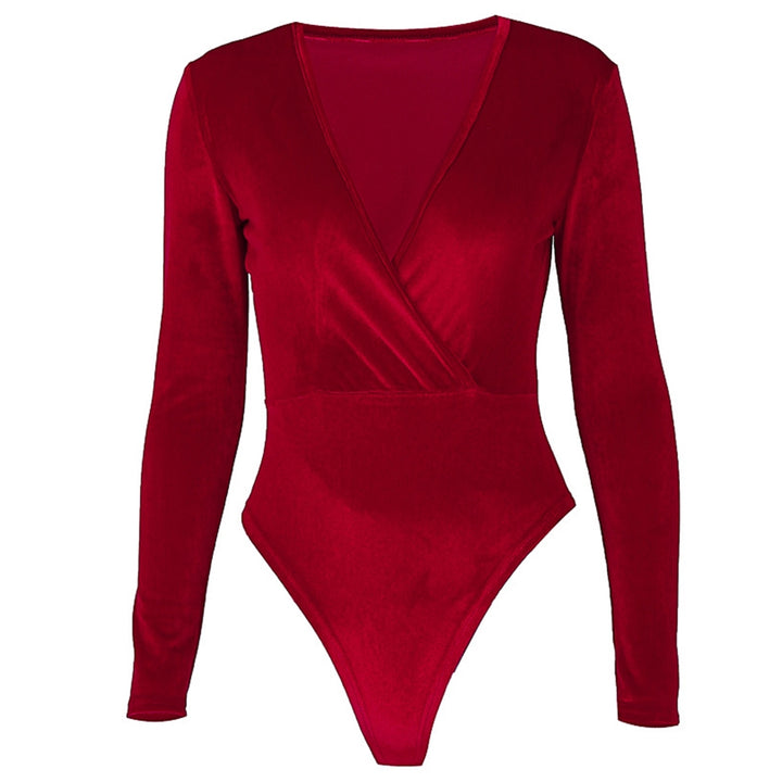 Body Veludo Decote Transpassado