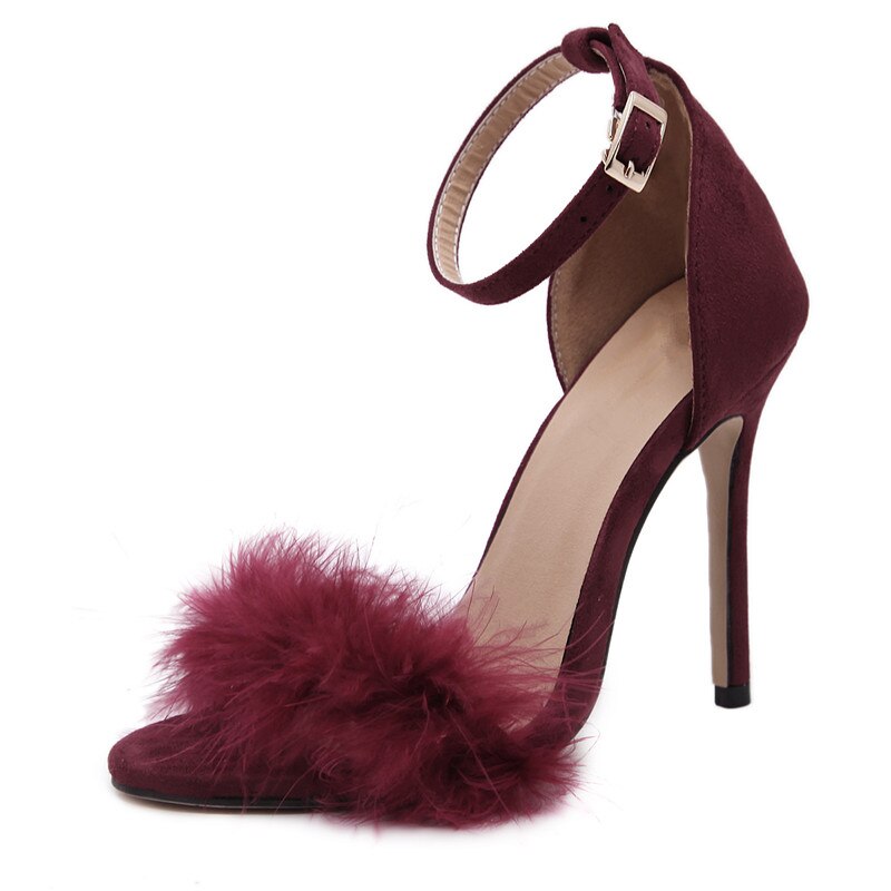 Sandália Feminina Suede Com Pelugem