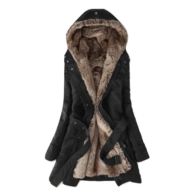 Parka Feminina Com Capuz e Forro de Pelos