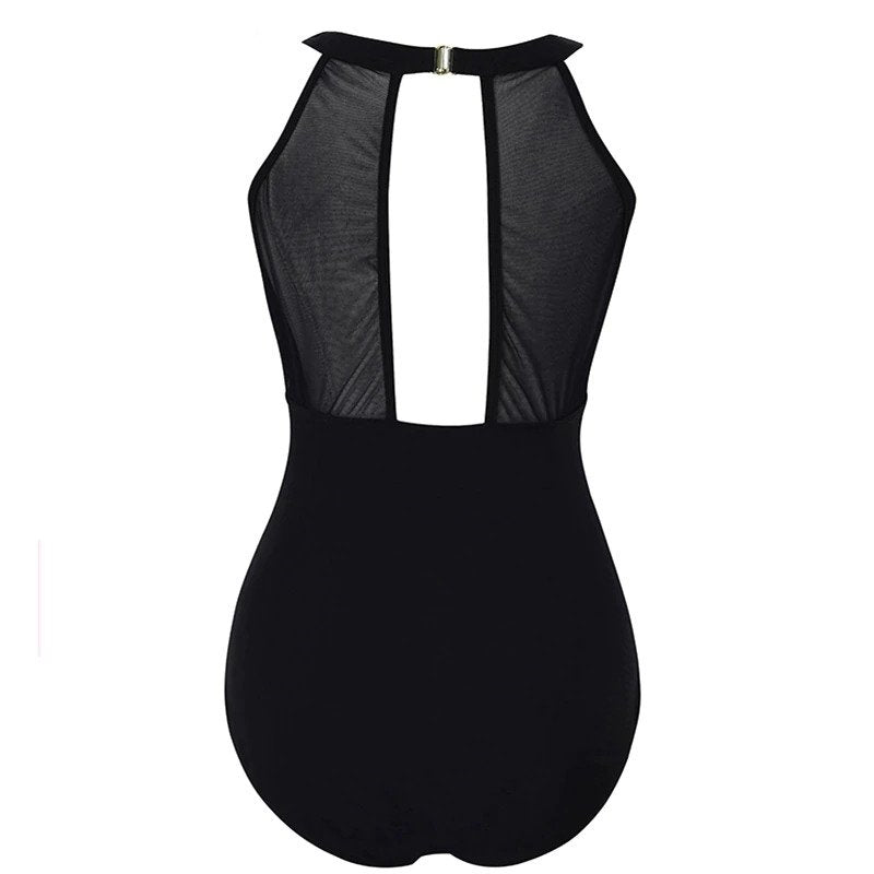 Maiô Body Decote Tule Poá Plus Size