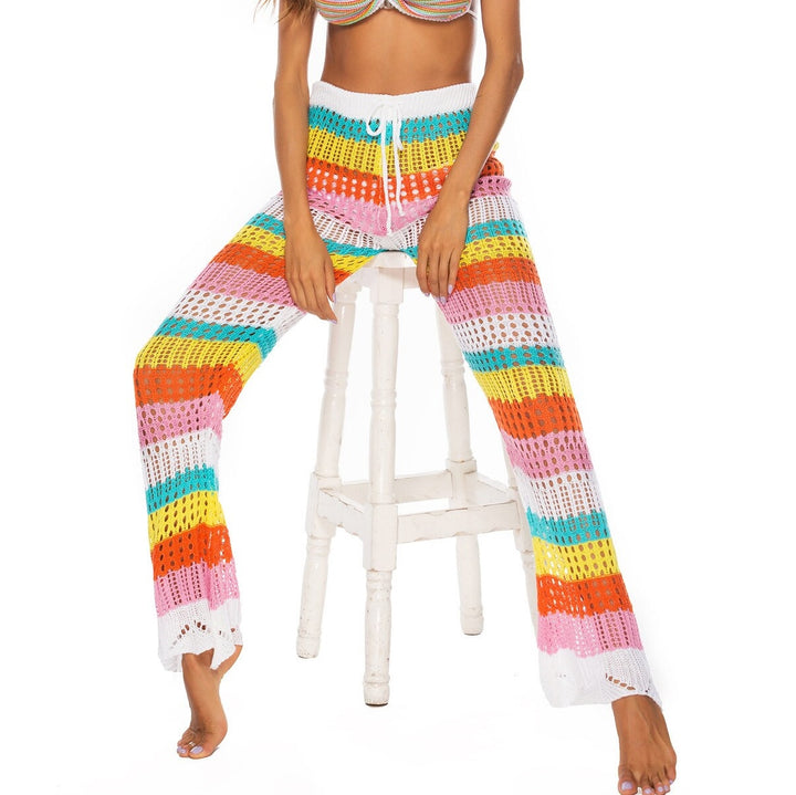 Saída de Praia Calça Tricot Multicor