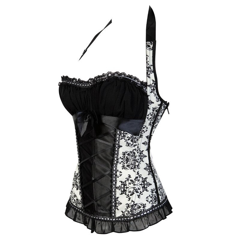 Corset Floral Black White