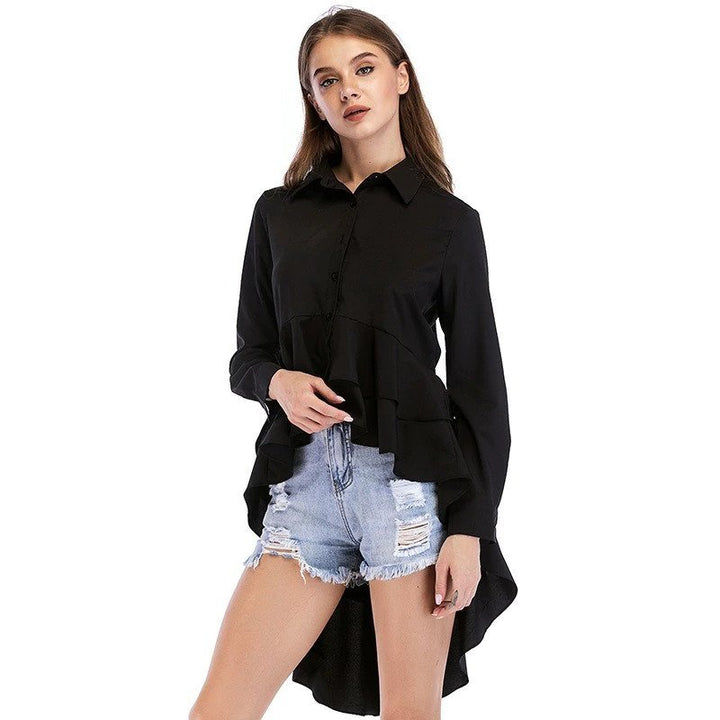 Camisa Mullet Alongada Com Babado