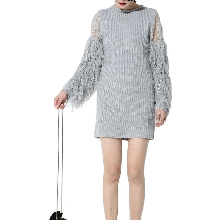 Vestido Tricot Manga Franjas