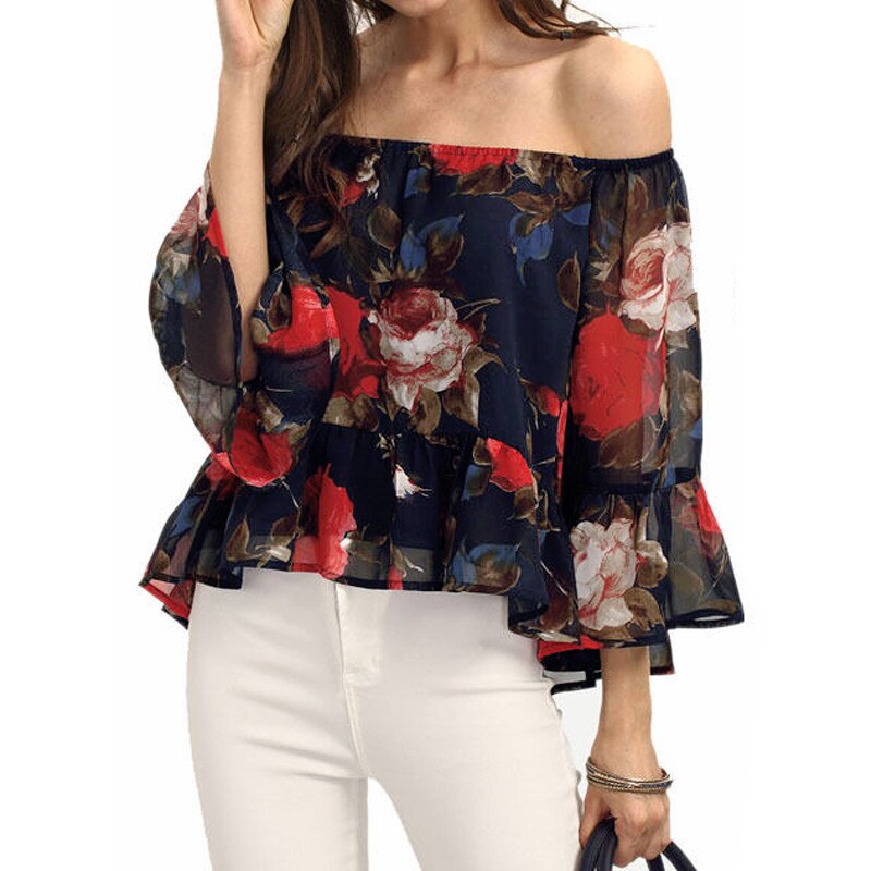 Blusa Ciganinha Chiffon Floral