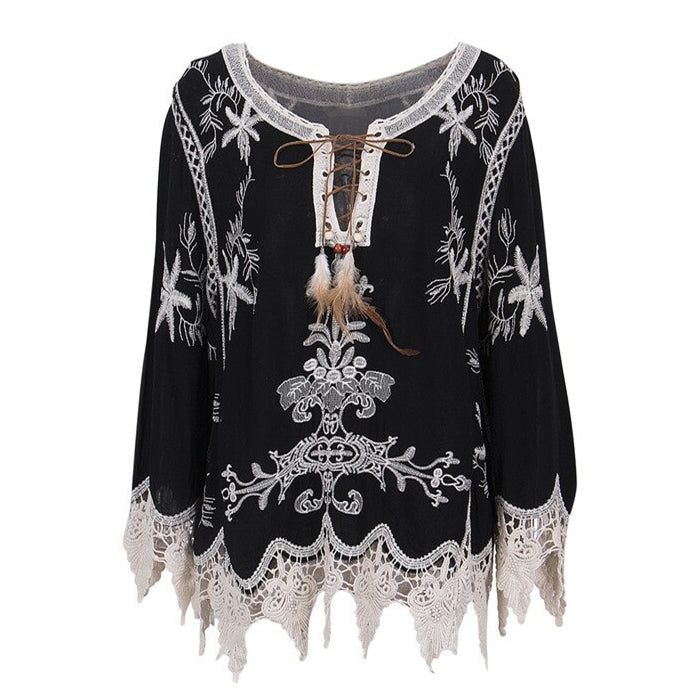 Blusa Manga Longa Detalhe Crochet