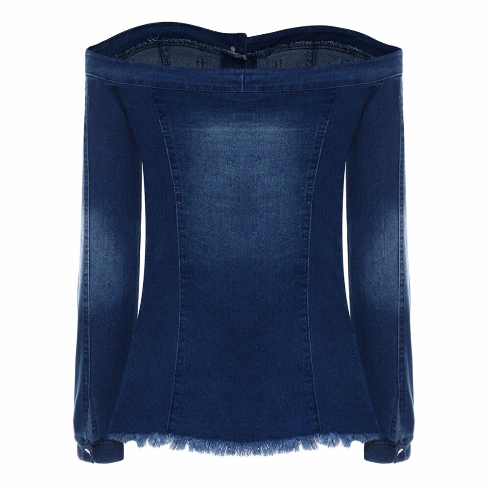 Blusa Jeans Ombro a Ombro