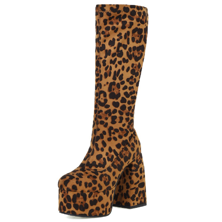 Bota Plataforma Salto Bloco Onça - Poderosa