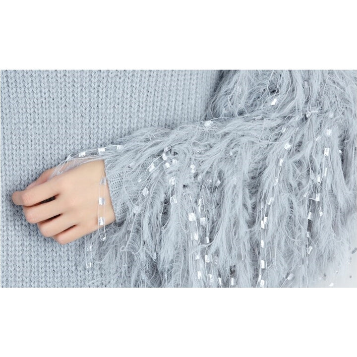 Vestido Tricot Manga Franjas