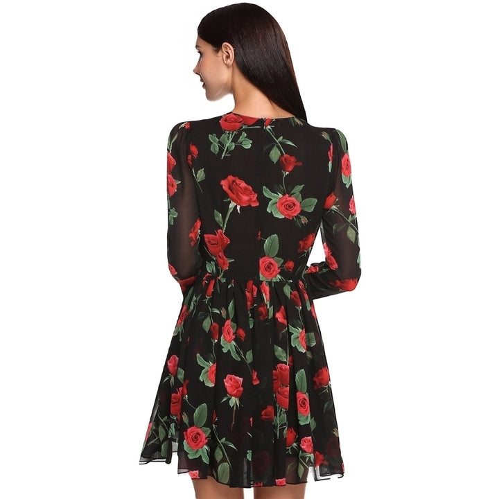 Vestido Evasê Plissado Floral