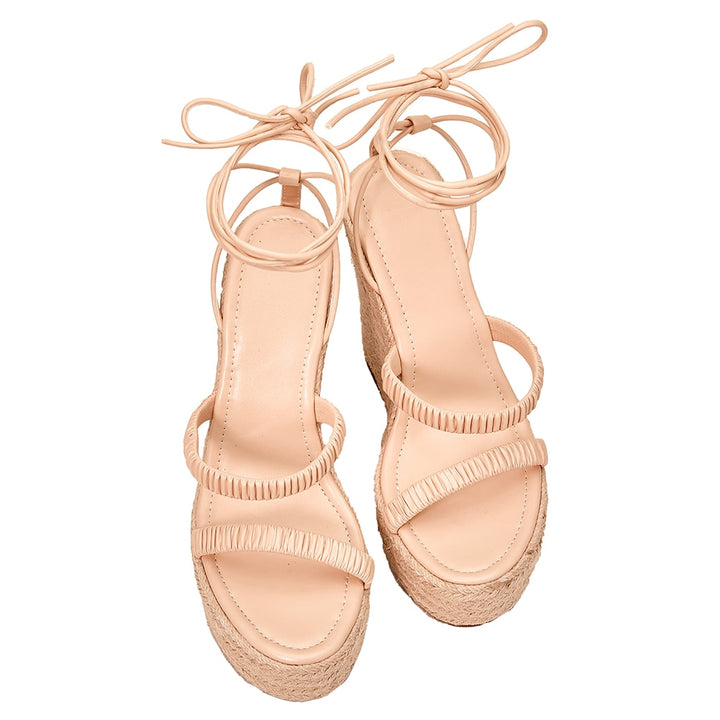 Sandália Espadrille Salto Alto Bege