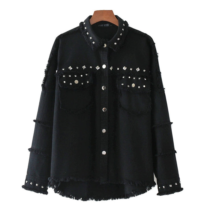 Jaqueta Jeans Preta Com Tachas