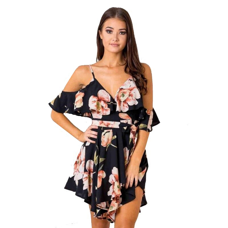 Vestido Open Shoulder Floral
