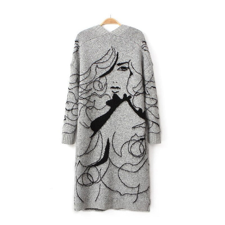 Cardigan Tricot Alongado Cinza