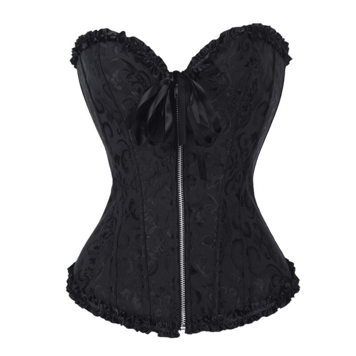 Corset Overbust Floral Preto