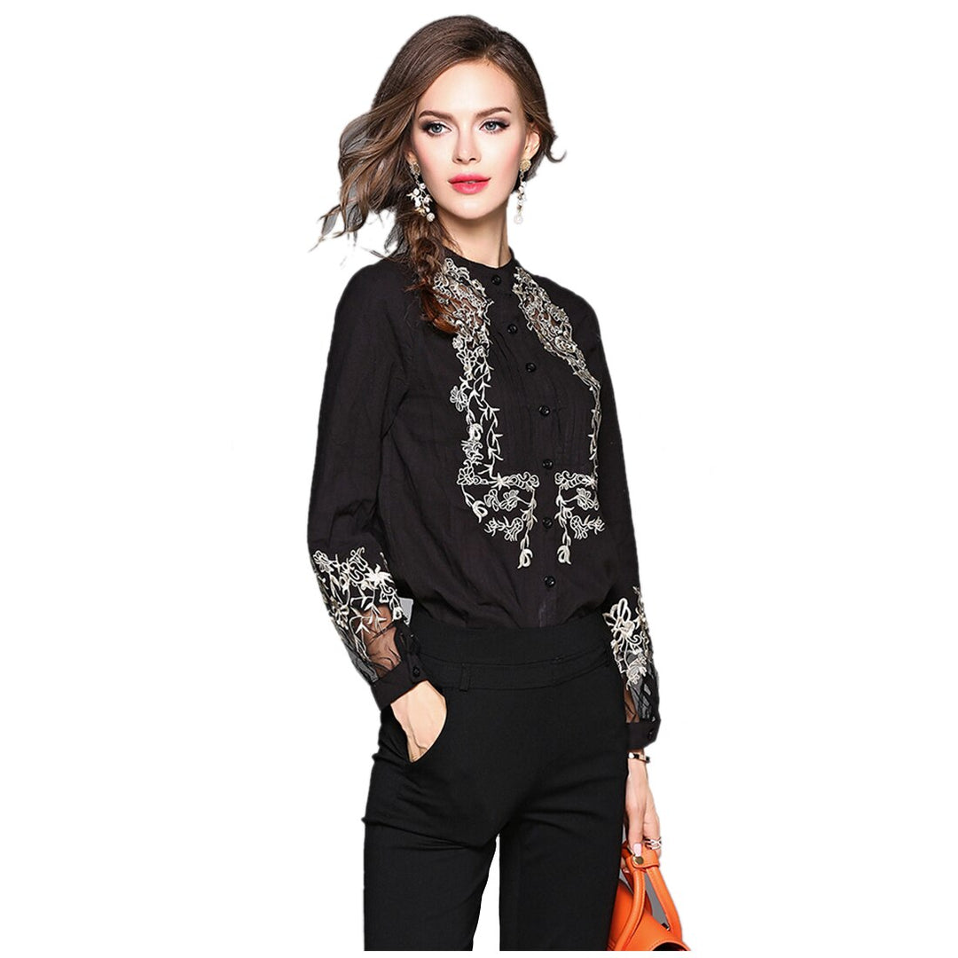 Camisa Feminina Flower Preta