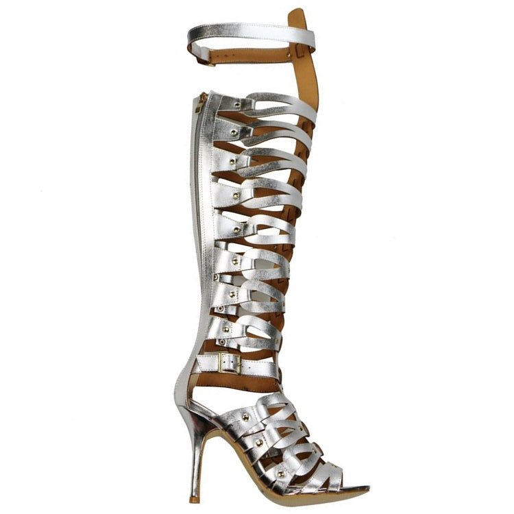 Sandália Gladiadora Cano Longo Com Rebites