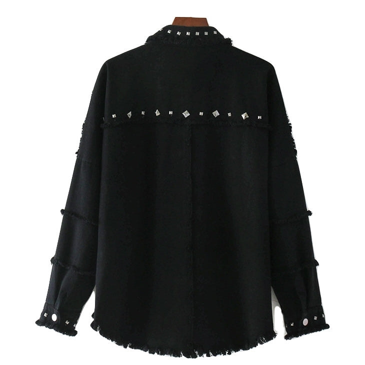 Jaqueta Jeans Preta Com Tachas