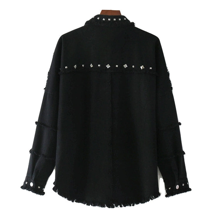 Jaqueta Jeans Preta Com Tachas