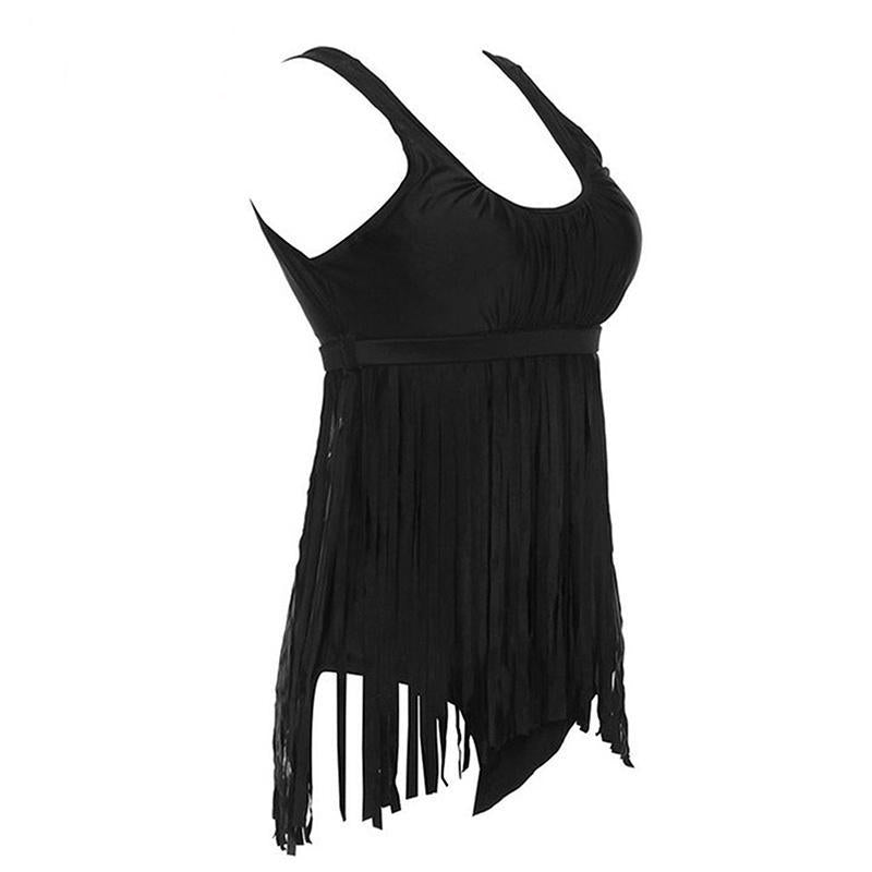 Maiô Plus Size Com Franjas Preto