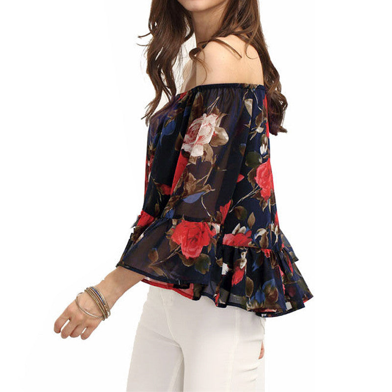 Blusa Ciganinha Chiffon Floral