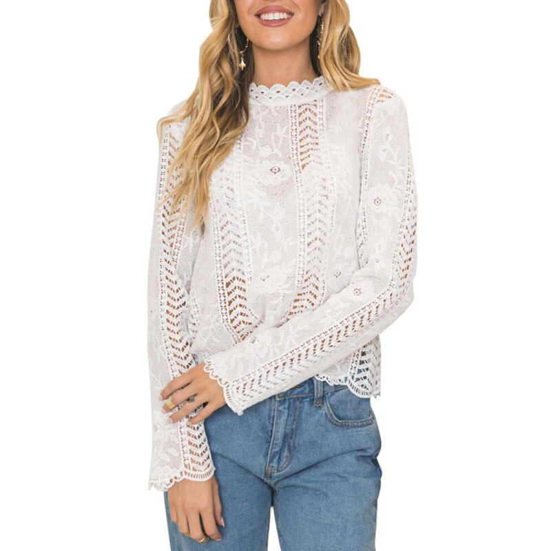 Blusa Manga Longa Bordado Branca