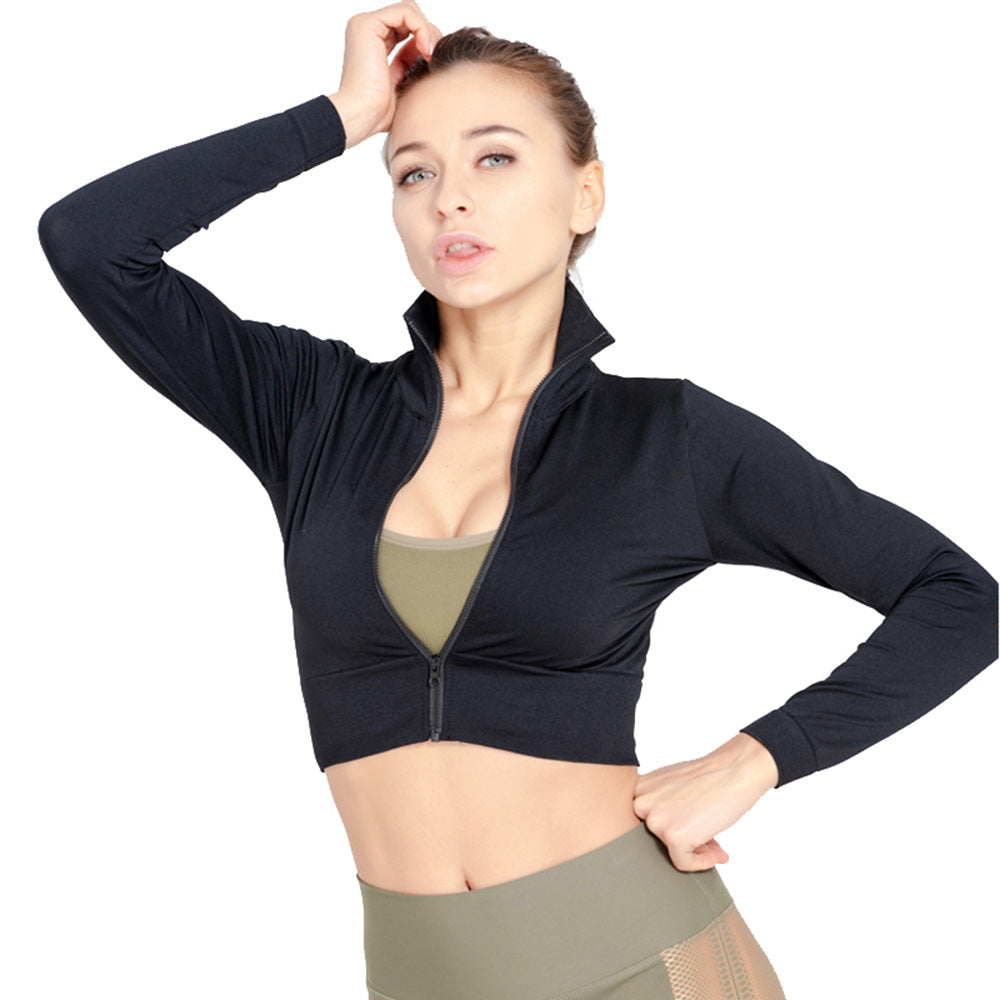 Jaqueta Cropped Fitness Preta