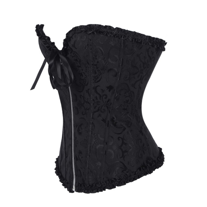 Corset Overbust Floral Preto