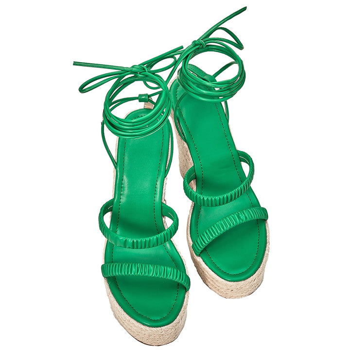 Sandália Espadrille Salto Alto Verde