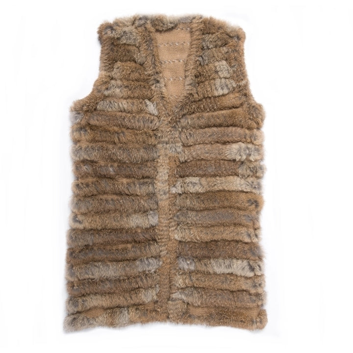 Colete Alongado de Pelos Bege