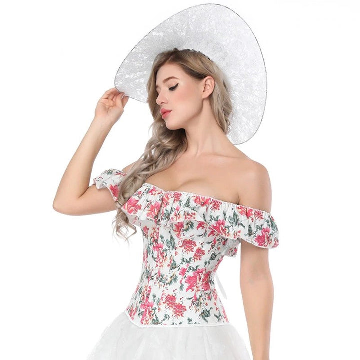 Corset Overbust Com Babado Floral