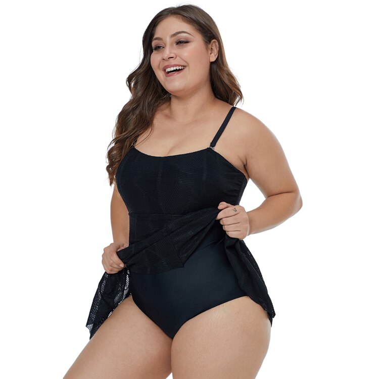 Maiô Com Saia Plus Size Preto