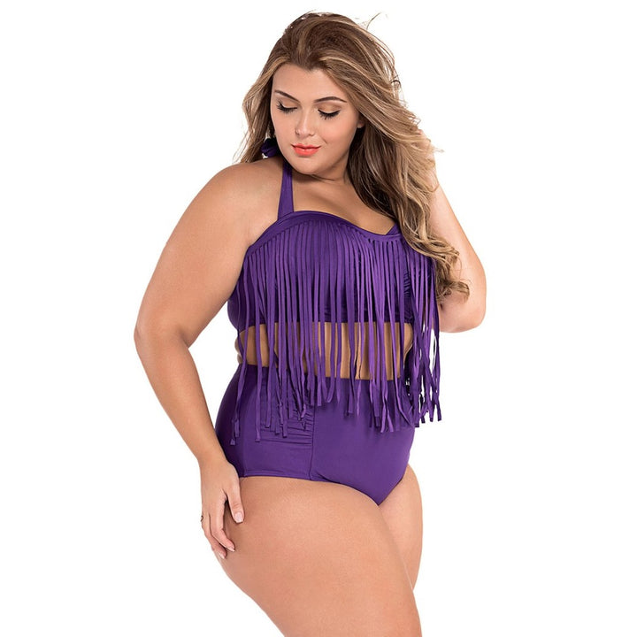 Biquíni Cintura Alta Franjas Plus Size - PODEROSA SHOP