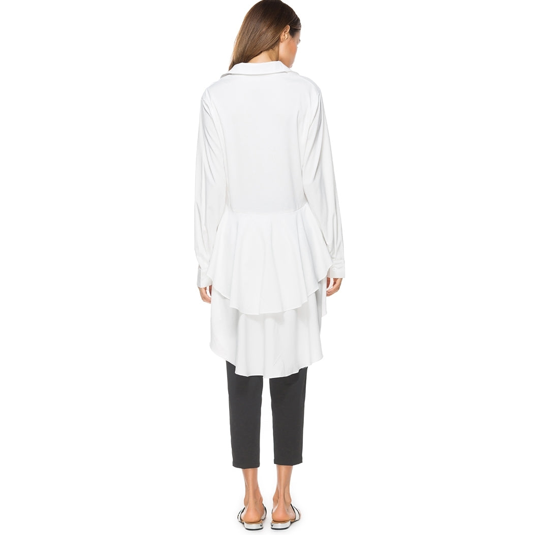 Camisa Mullet Alongada Com Babado