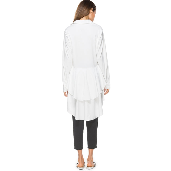 Camisa Mullet Alongada Com Babado