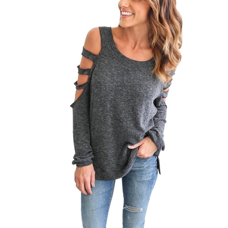 Blusa Ombro Vazado com Recortes