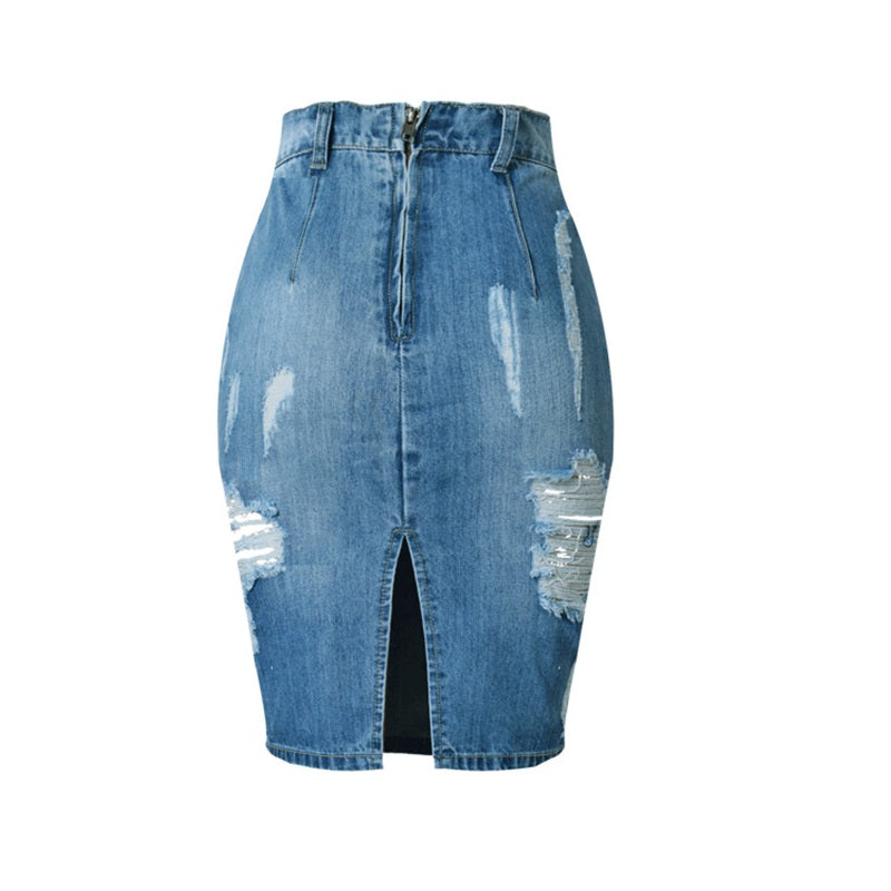 Saia Jeans Destroyed Azul