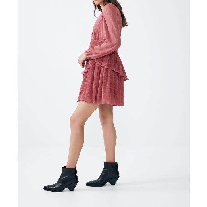 Vestido Curto Transpassado Babados