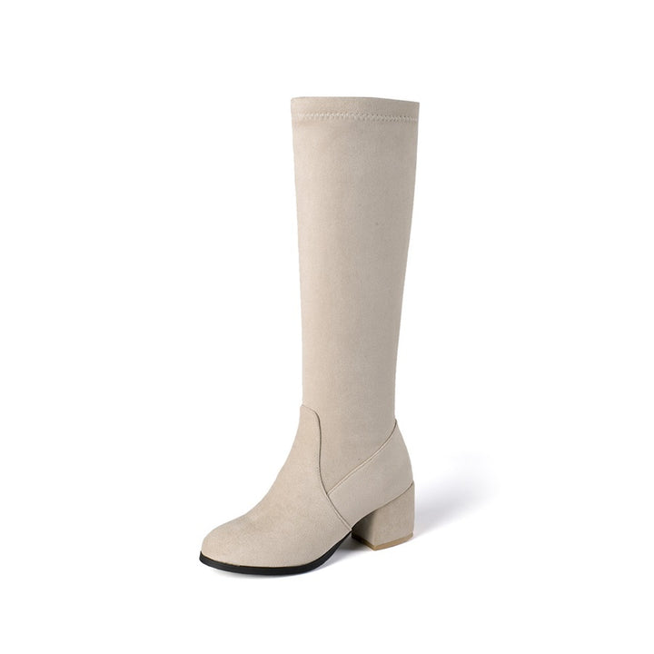 Bota Cano Alto Salto Bloco Suede